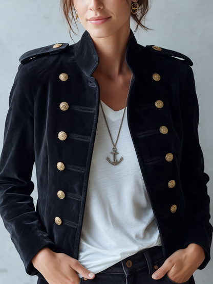 MARGOT | Chaqueta de Antelina Vintage Estilo Napoleón