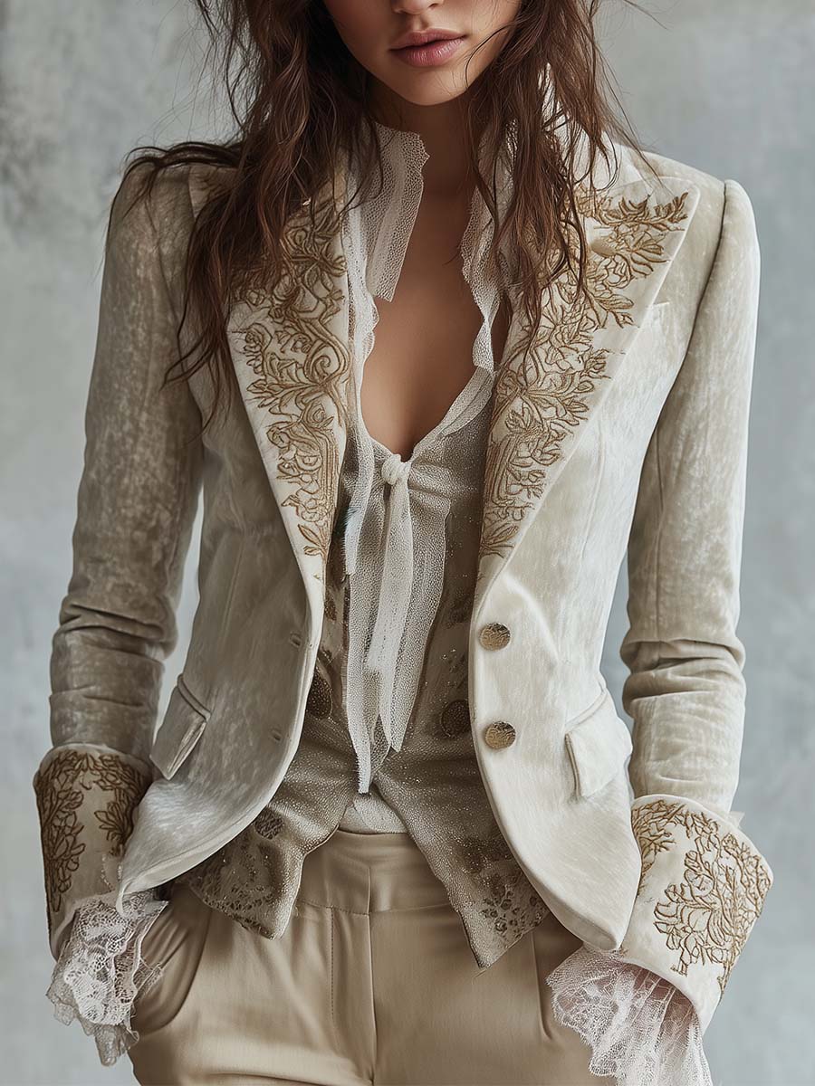 REMEDIOS | Blazer de Sastre Marfil Bordado