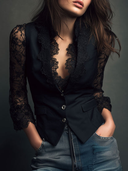 MIRANDA | Blazer con Mangas Semitransparentes