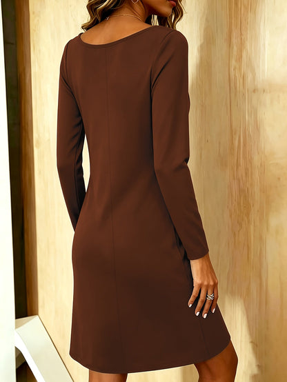 SAMARA | Vestido Corto con Cuello Drapeado y Manga Larga