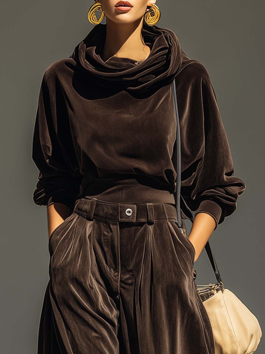 DULCE | Conjunto de Sudadera con Capucha y Pantalón Amplio de Terciopelo