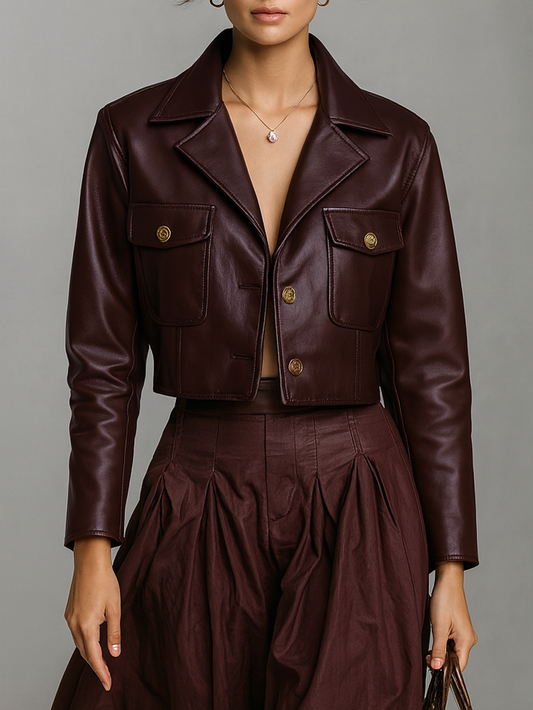 SOFÍA | Chaqueta Corta Minimalista de Piel Sintética