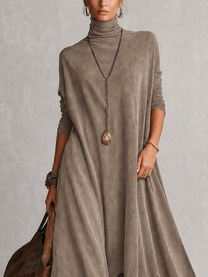 GRACIA | Vestido Largo Efecto Ante con Bajo de Encaje