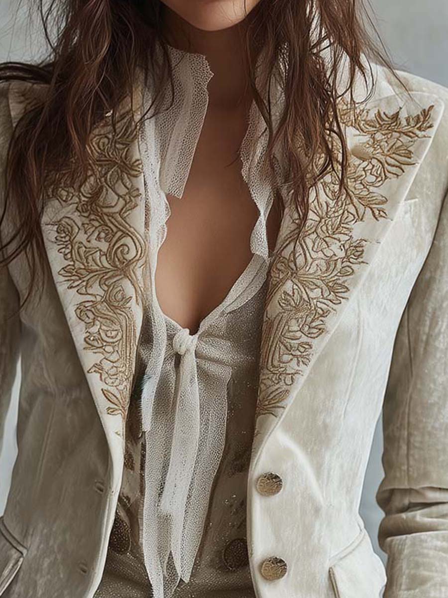 REMEDIOS | Blazer de Sastre Marfil Bordado