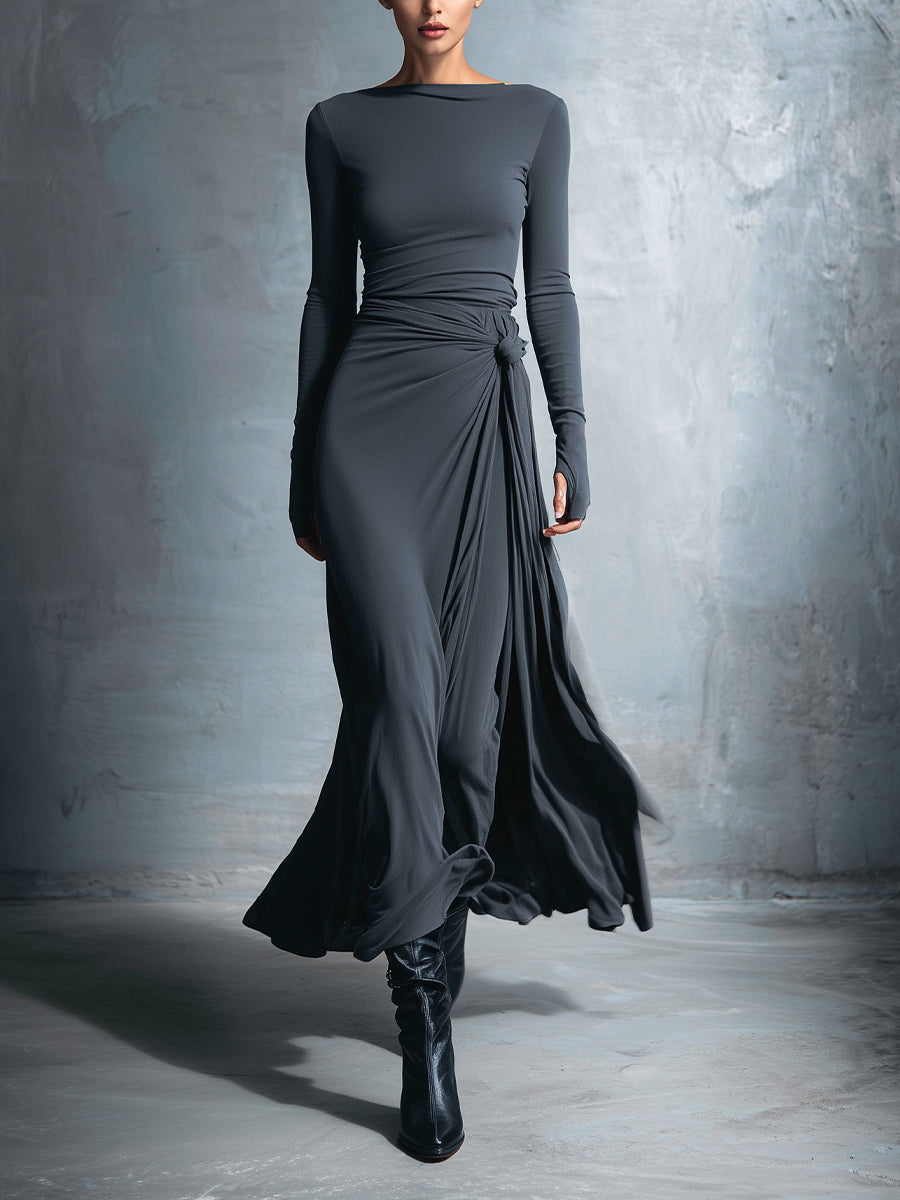 FERNANDA | Vestido Maxi Cruzado con Nudo Lateral
