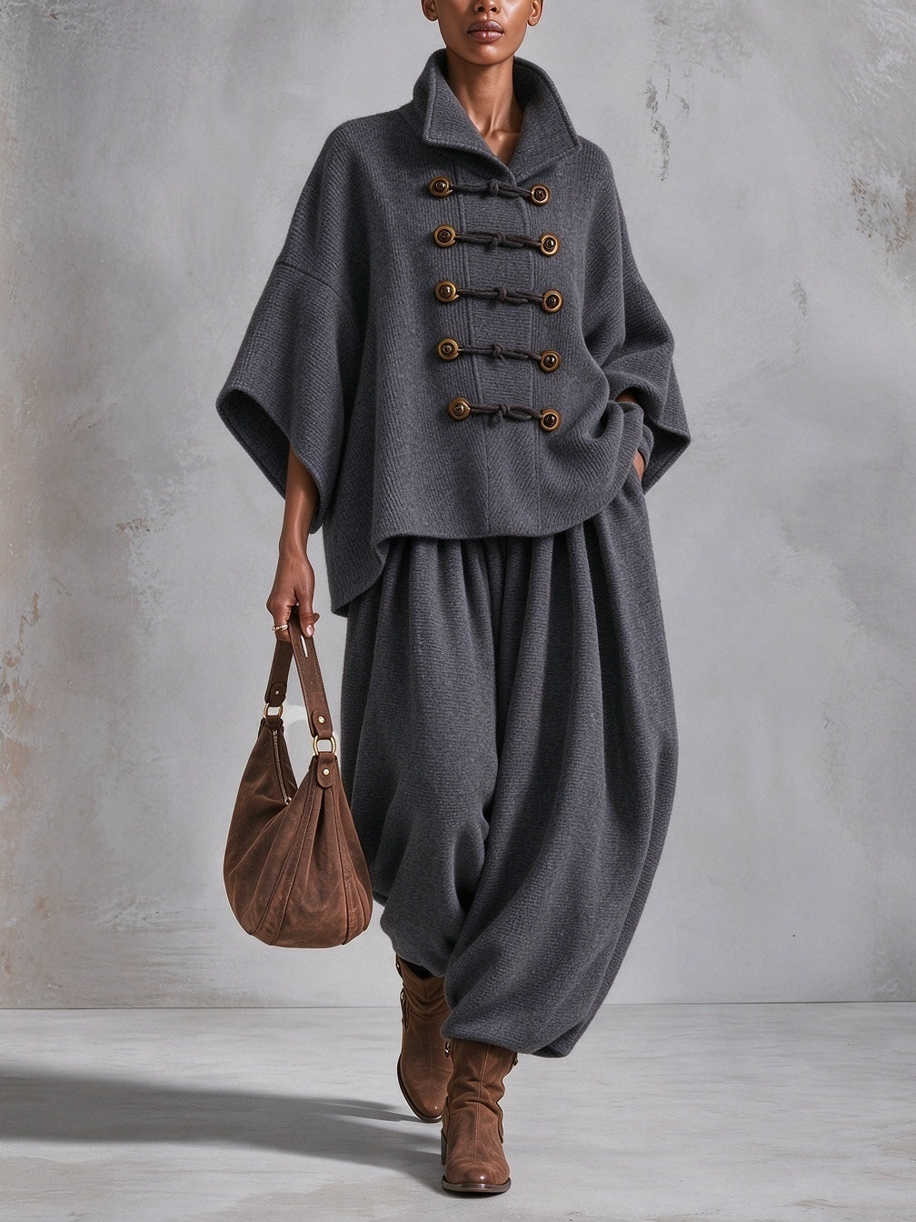 ASUNCIÓN | Conjunto Top Oversize con Alamares y Pantalón Ancho