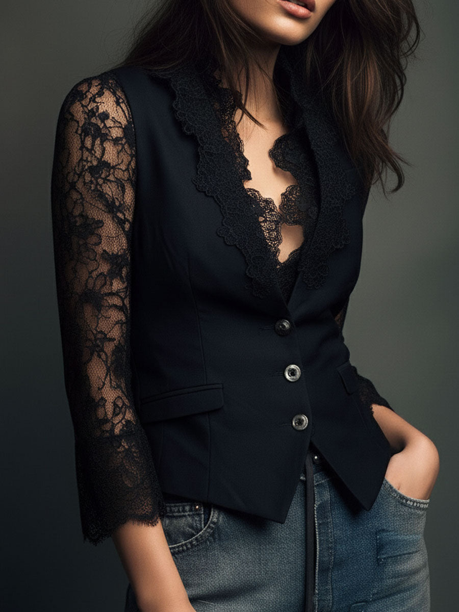 MIRANDA | Blazer con Mangas Semitransparentes