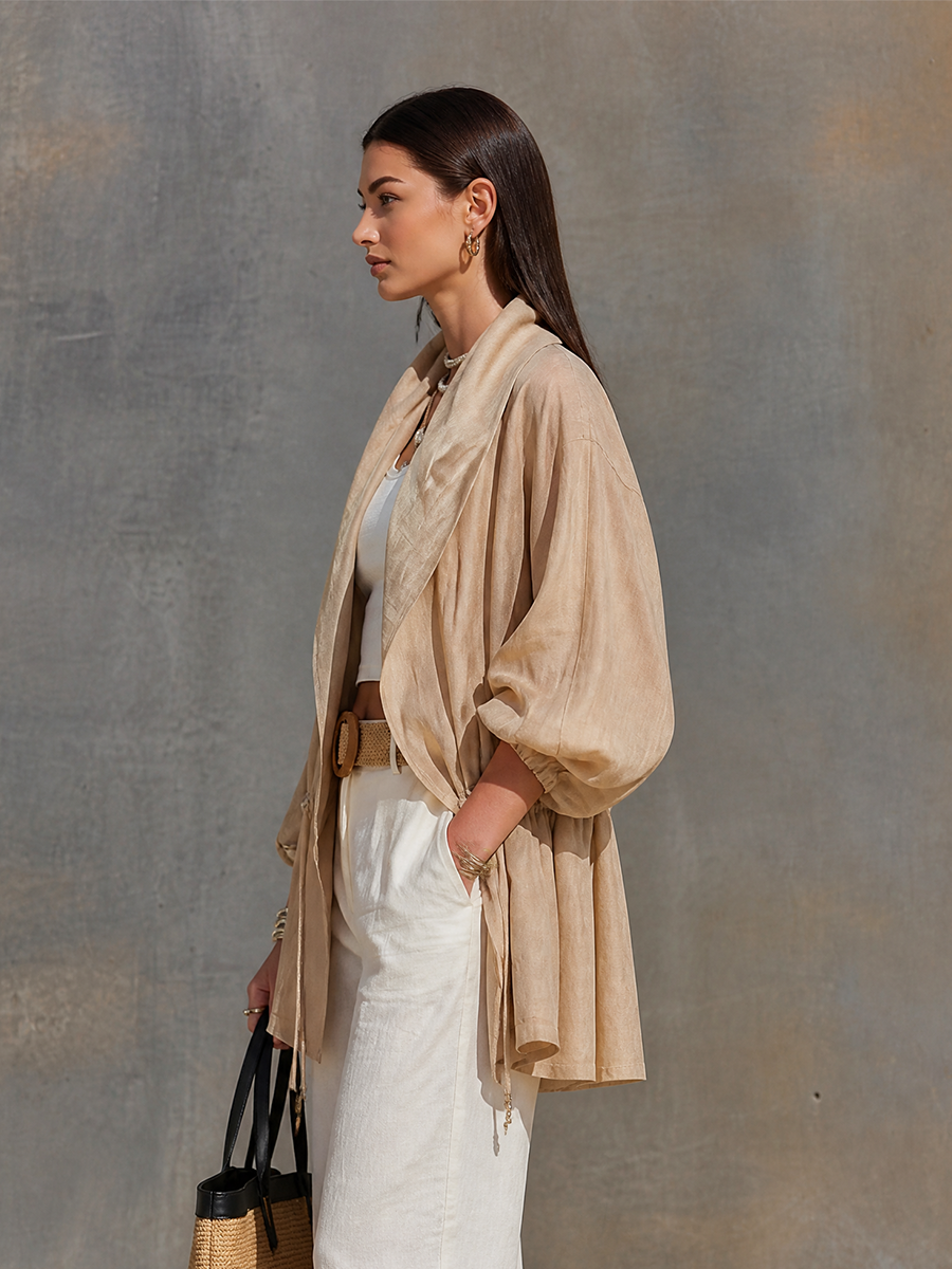 ZOE | Chaqueta Ligera de Tencel con Cordón en la Cintura
