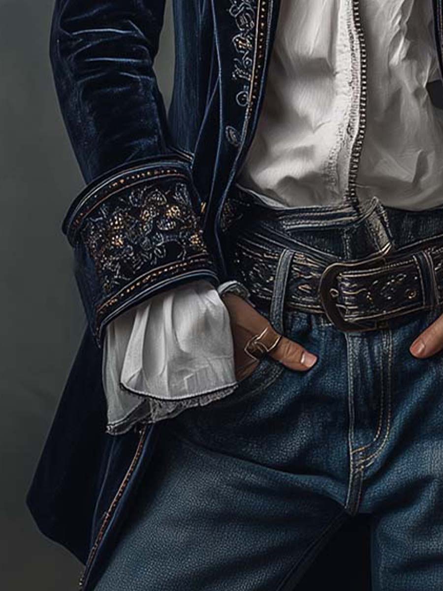 MONTSERRAT | Chaqueta Larga Sastre con Bordados Vintage