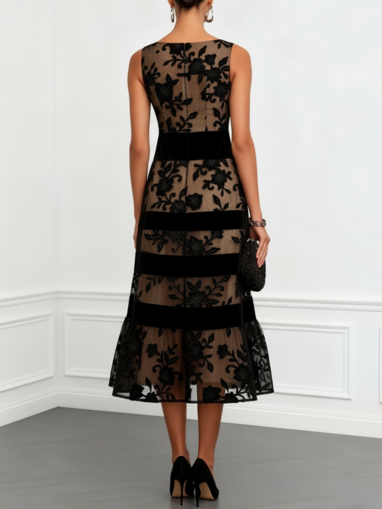 LUCRECIA | Vestido Midi con Apliques Florales
