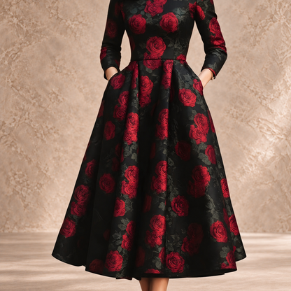 TEÓFILA | Vestido Largo Evasé con Estampado Floral