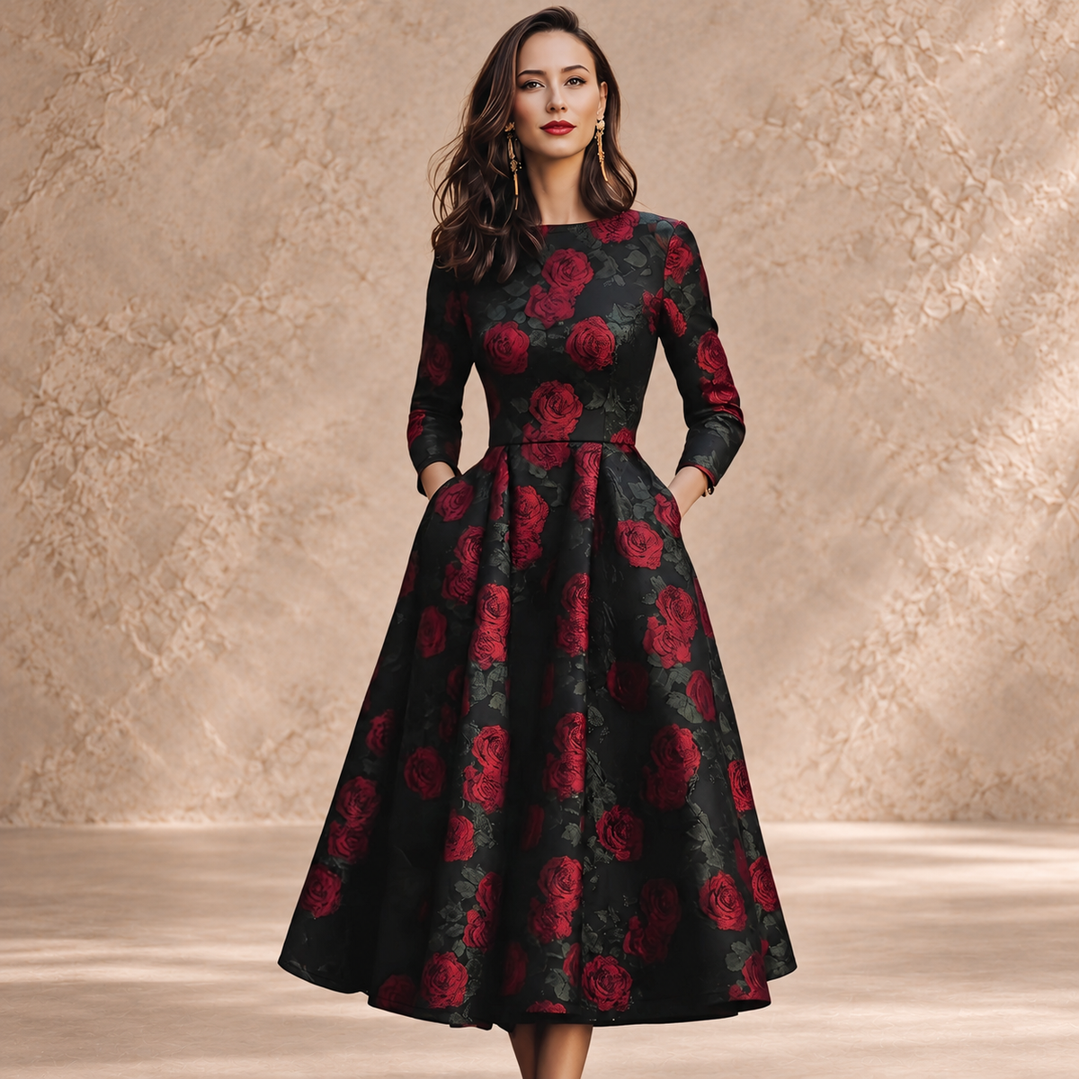 TEÓFILA | Vestido Largo Evasé con Estampado Floral