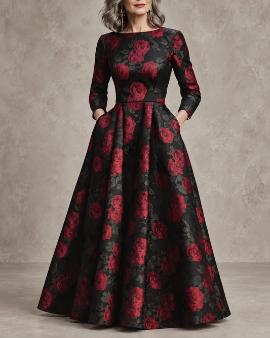TEÓFILA | Vestido Largo Evasé con Estampado Floral