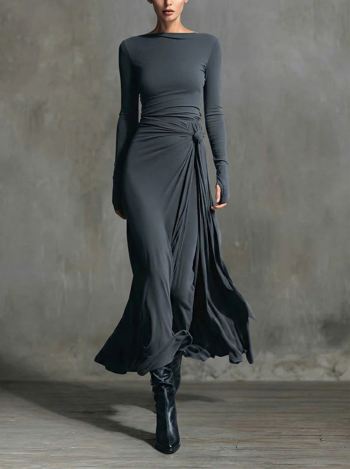 FERNANDA | Vestido Maxi Cruzado con Nudo Lateral