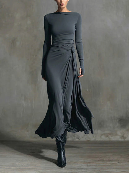 FERNANDA | Vestido Maxi Cruzado con Nudo Lateral