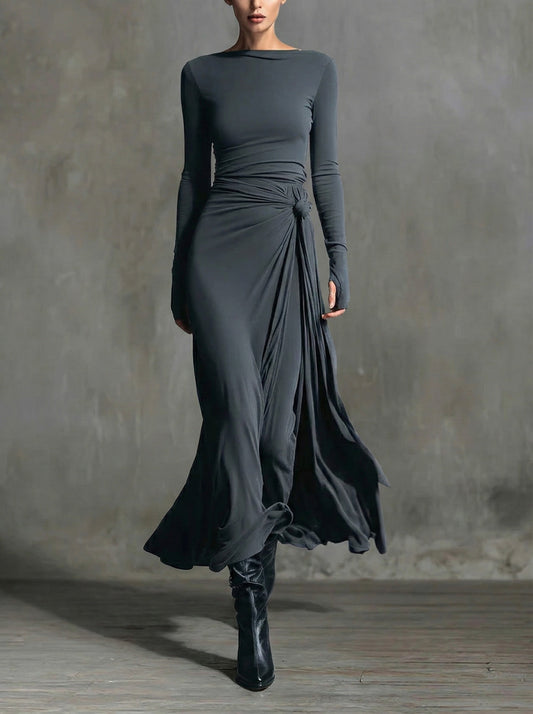 FERNANDA | Vestido Maxi Cruzado con Nudo Lateral