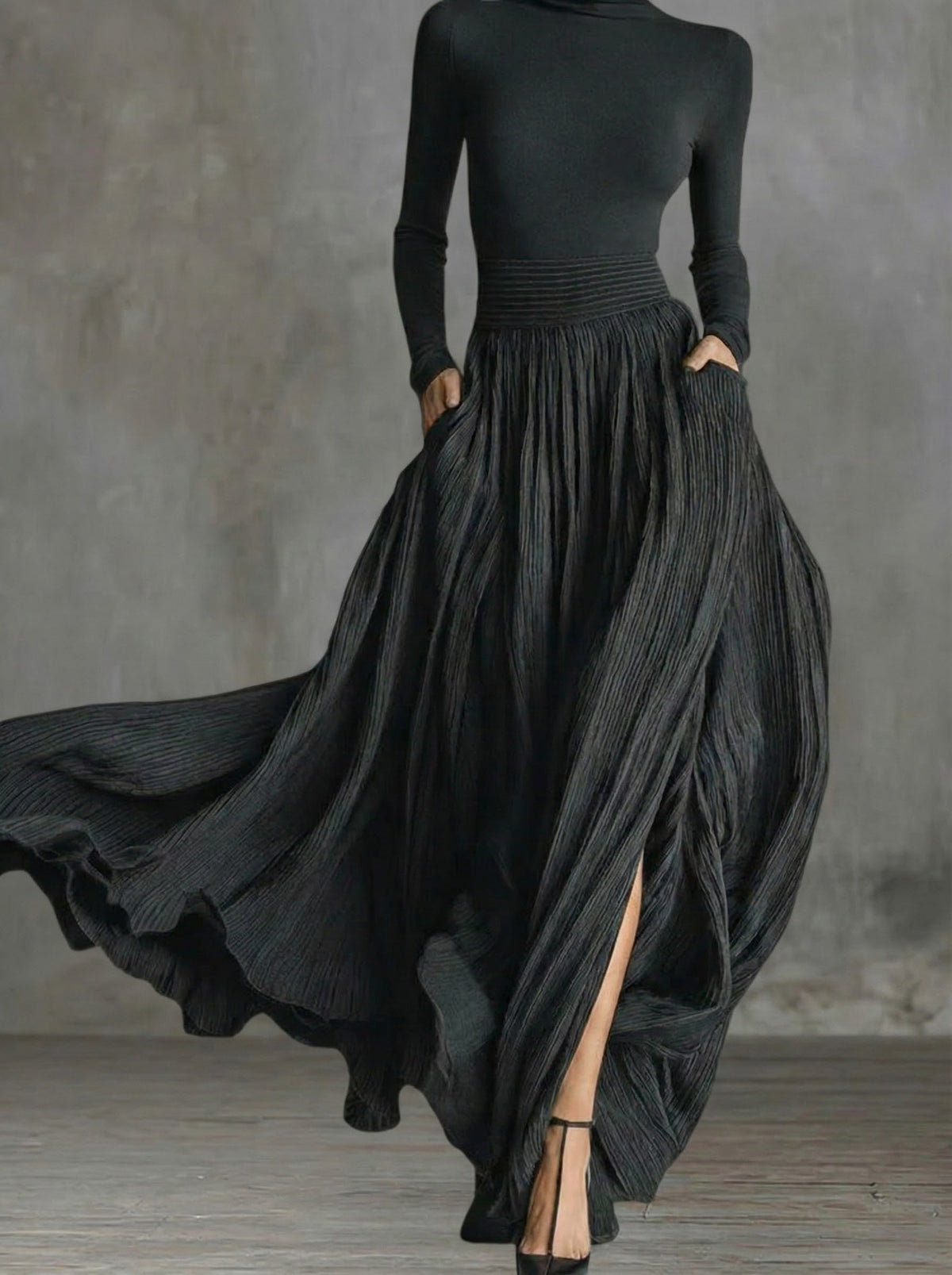 JIMENA | Vestido Maxi de Talle Alto con Abertura Lateral