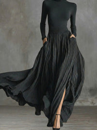 JIMENA | Vestido Maxi de Talle Alto con Abertura Lateral