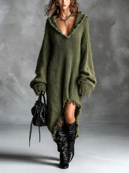 FLORENCIA | Vestido Oversize de Punto Suave con Capucha