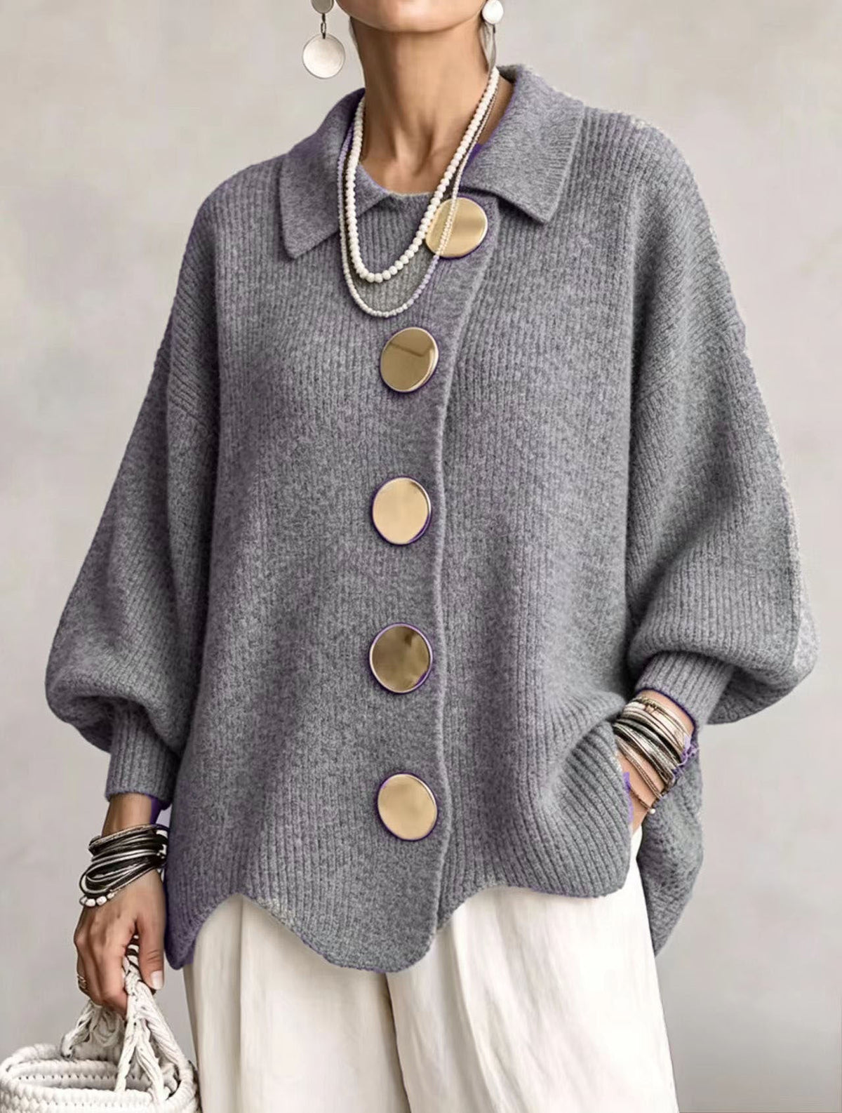 PATRICIA | Chaqueta de Punto Oversize con Maxibotones