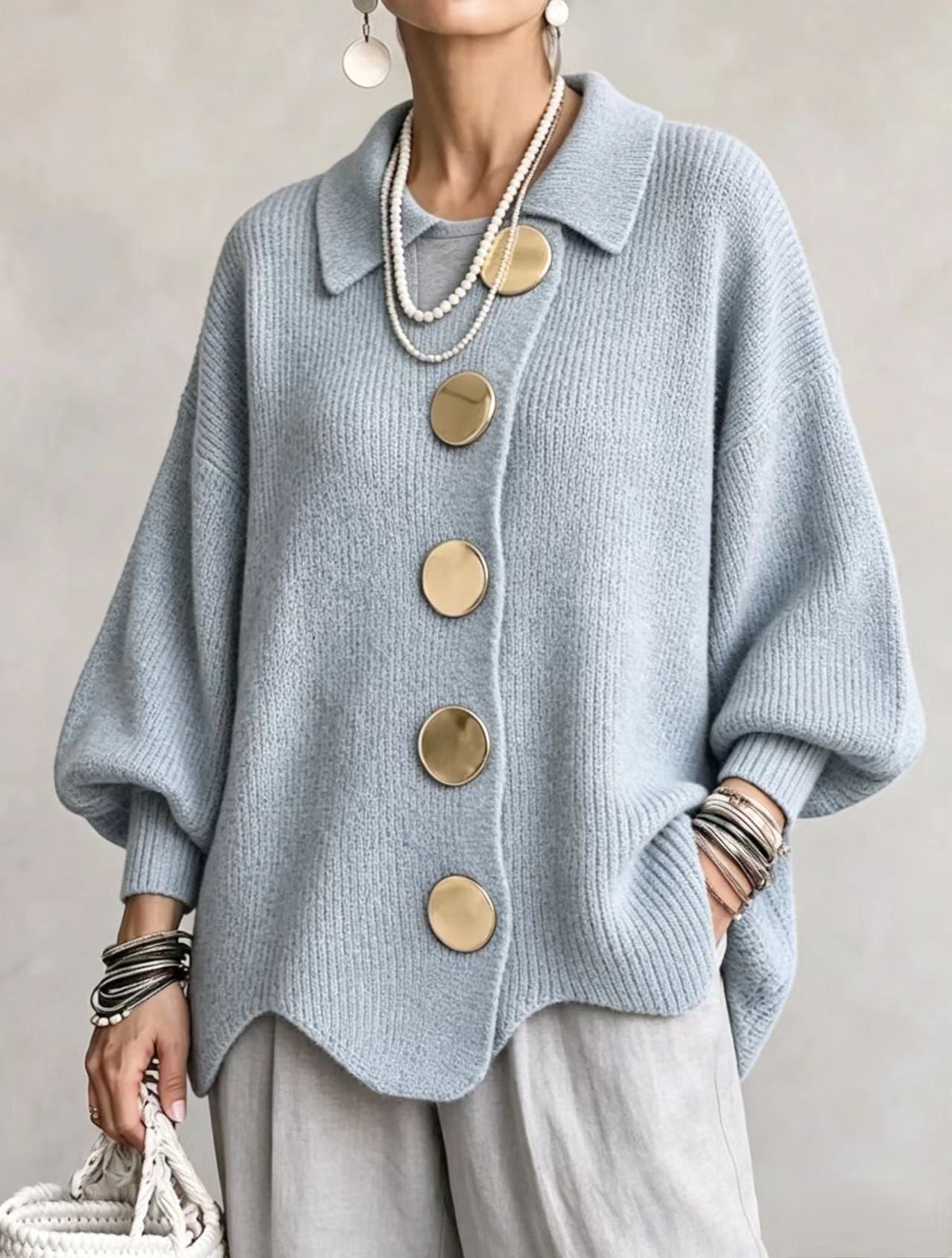 PATRICIA | Chaqueta de Punto Oversize con Maxibotones