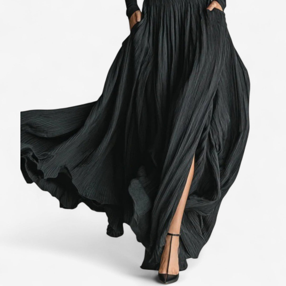 JIMENA | Vestido Maxi de Talle Alto con Abertura Lateral