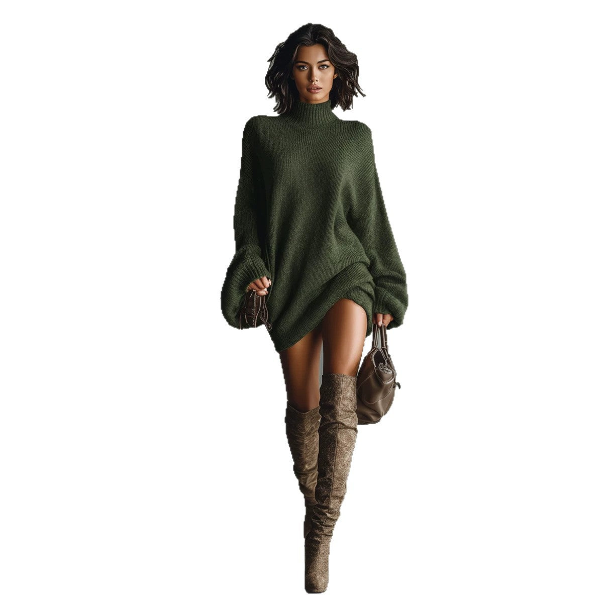 ADRIANA | Minivestido Jersey Oversize con Cuello Alto