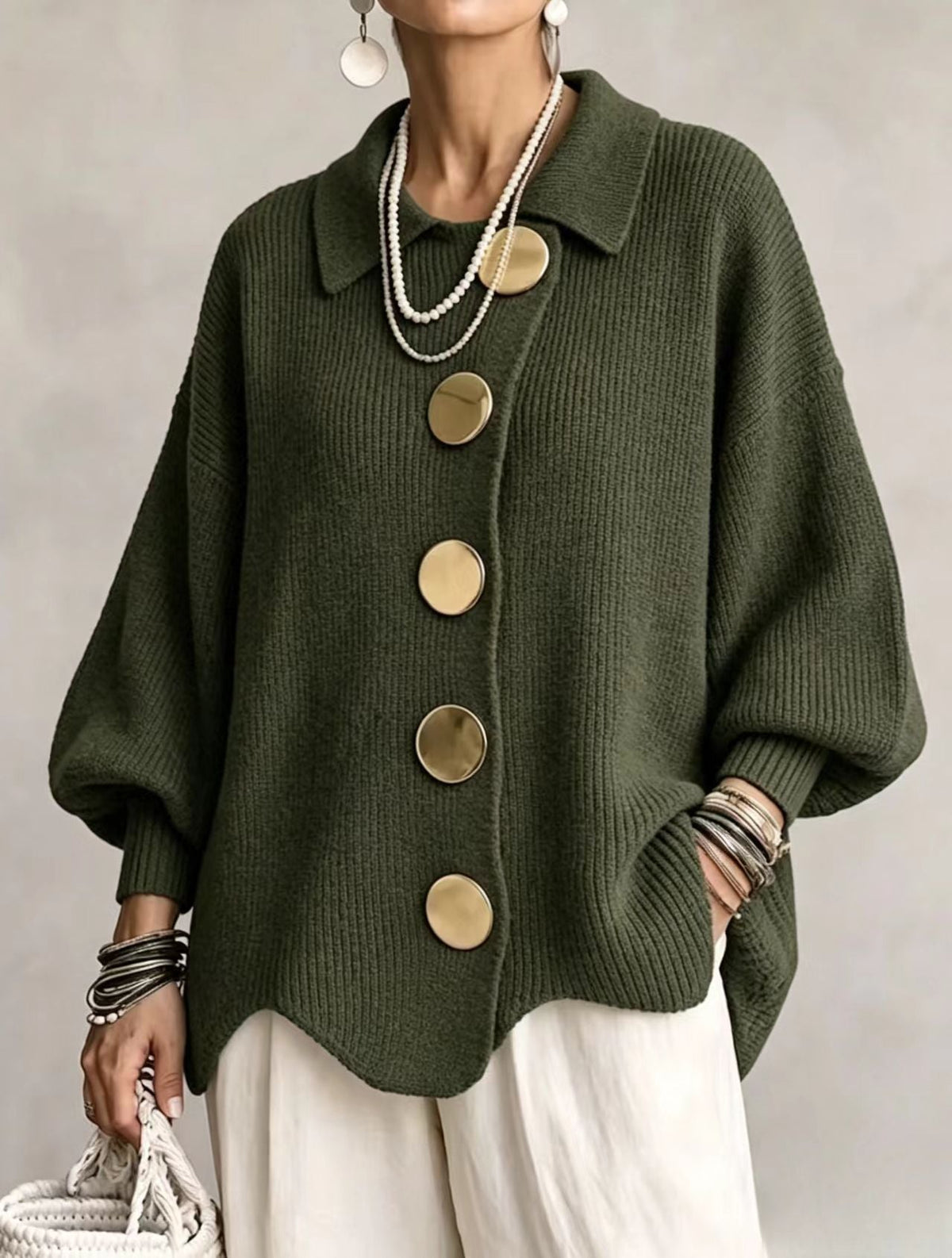 PATRICIA | Chaqueta de Punto Oversize con Maxibotones