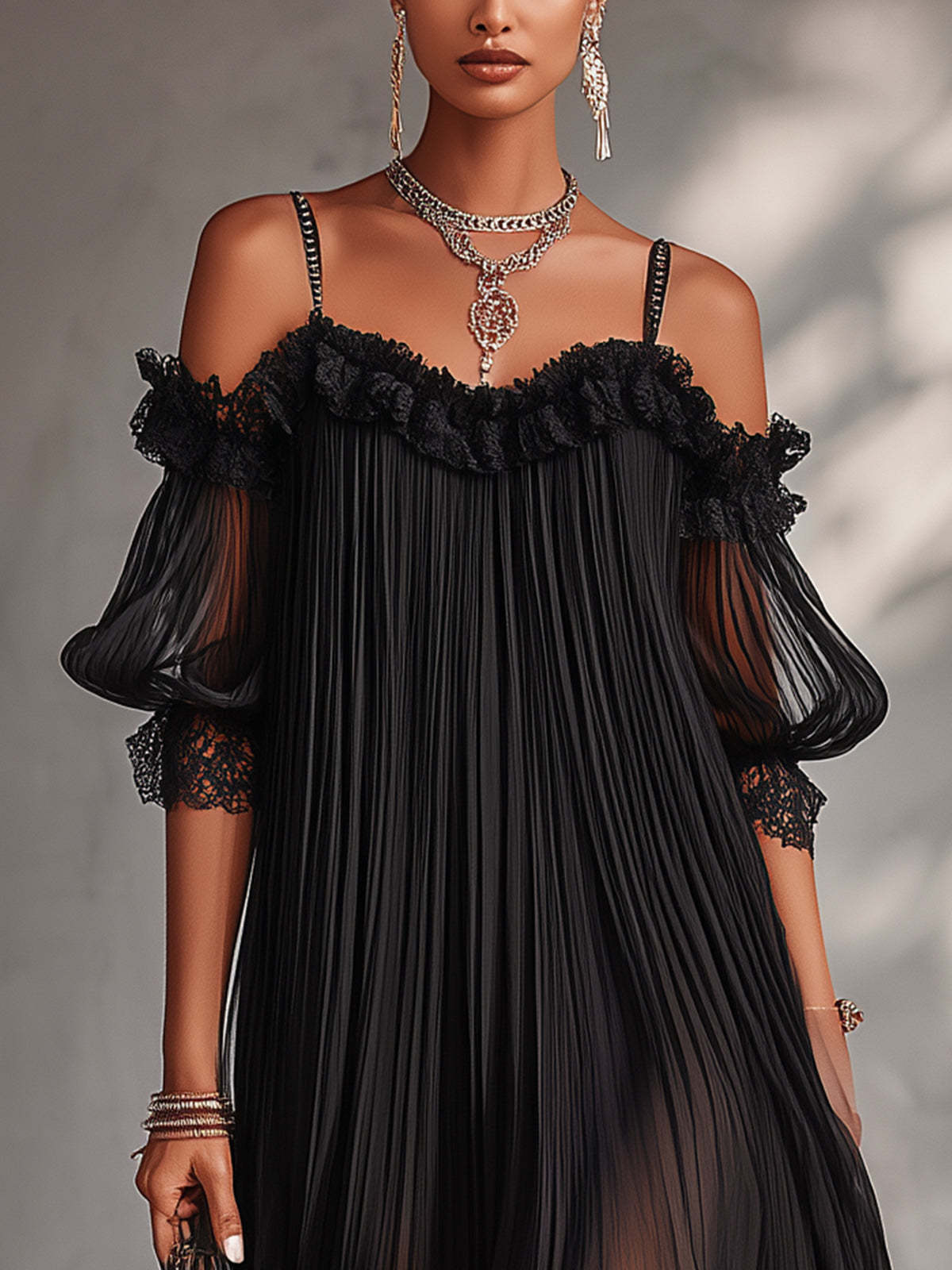 ROXANA | Vestido Largo de Muselina con Cuello en V