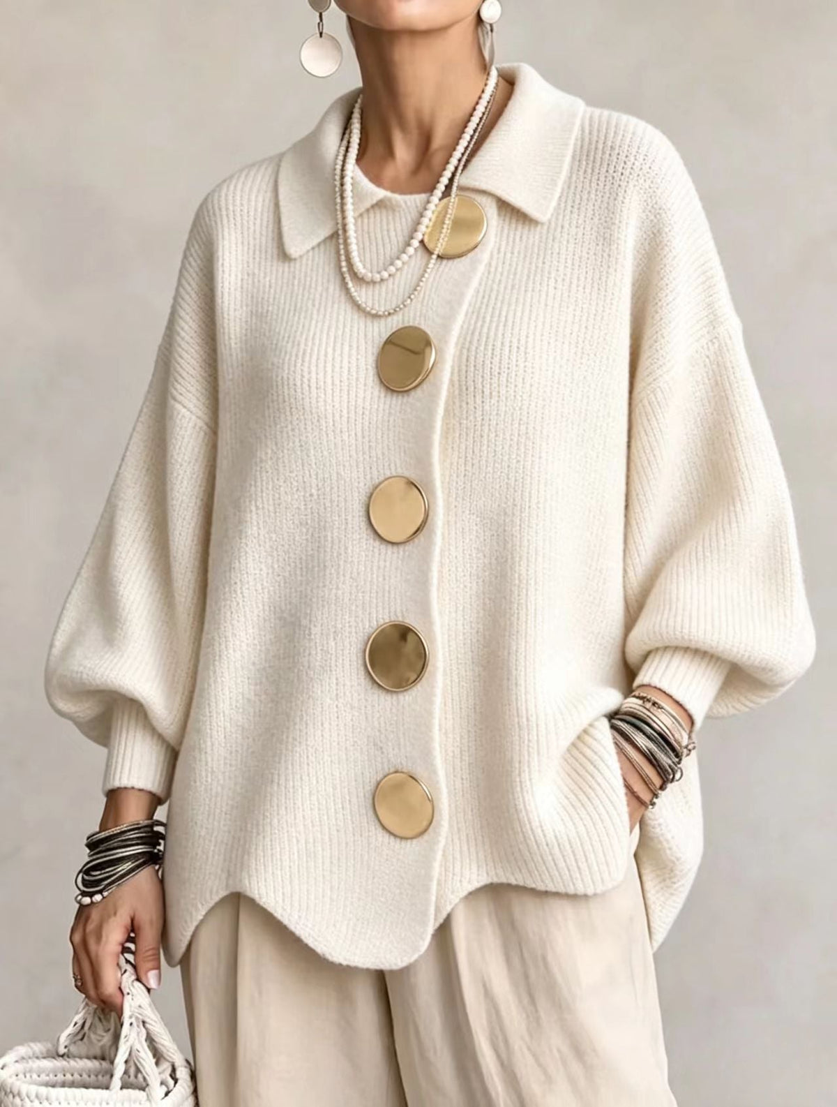 PATRICIA | Chaqueta de Punto Oversize con Maxibotones