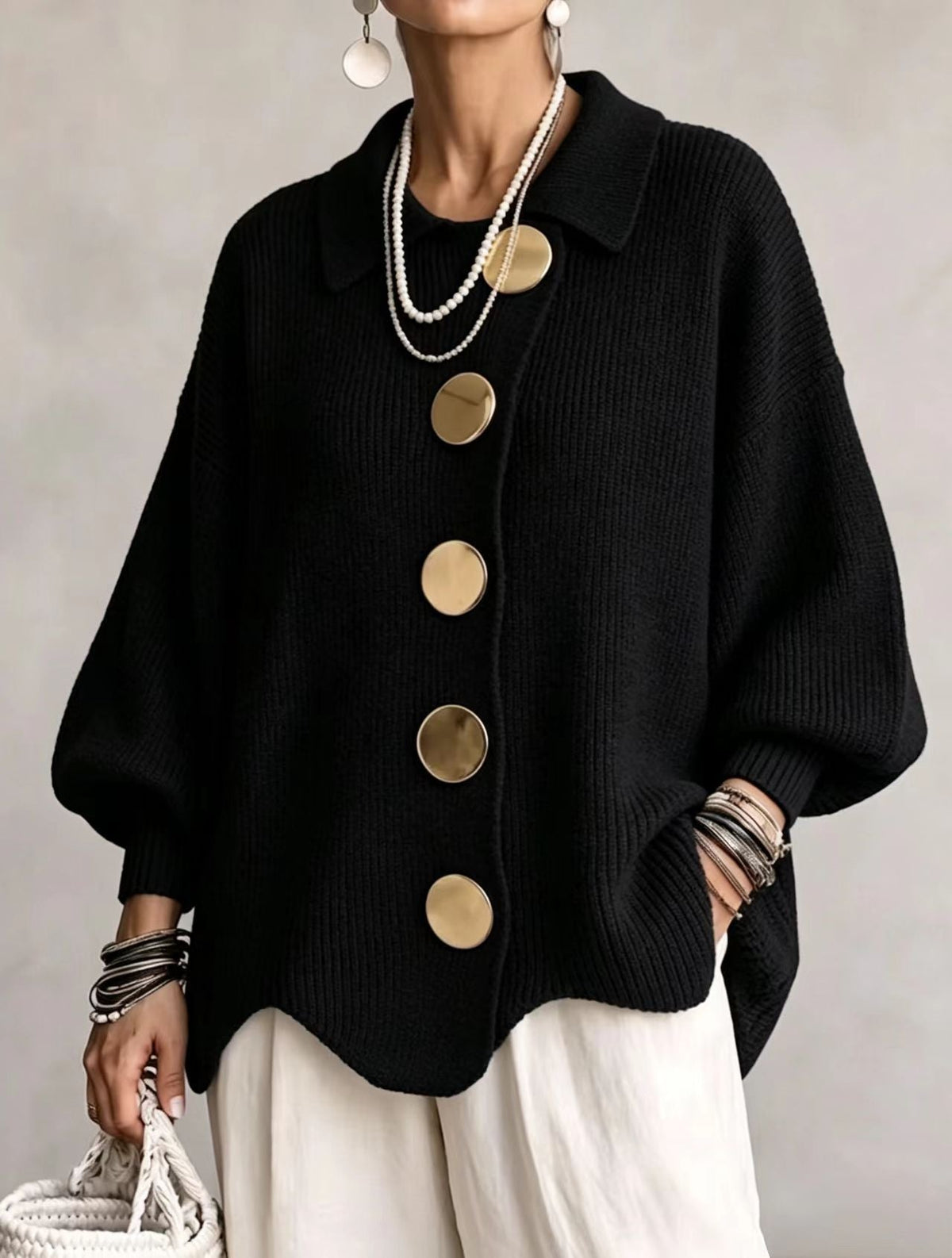 PATRICIA | Chaqueta de Punto Oversize con Maxibotones