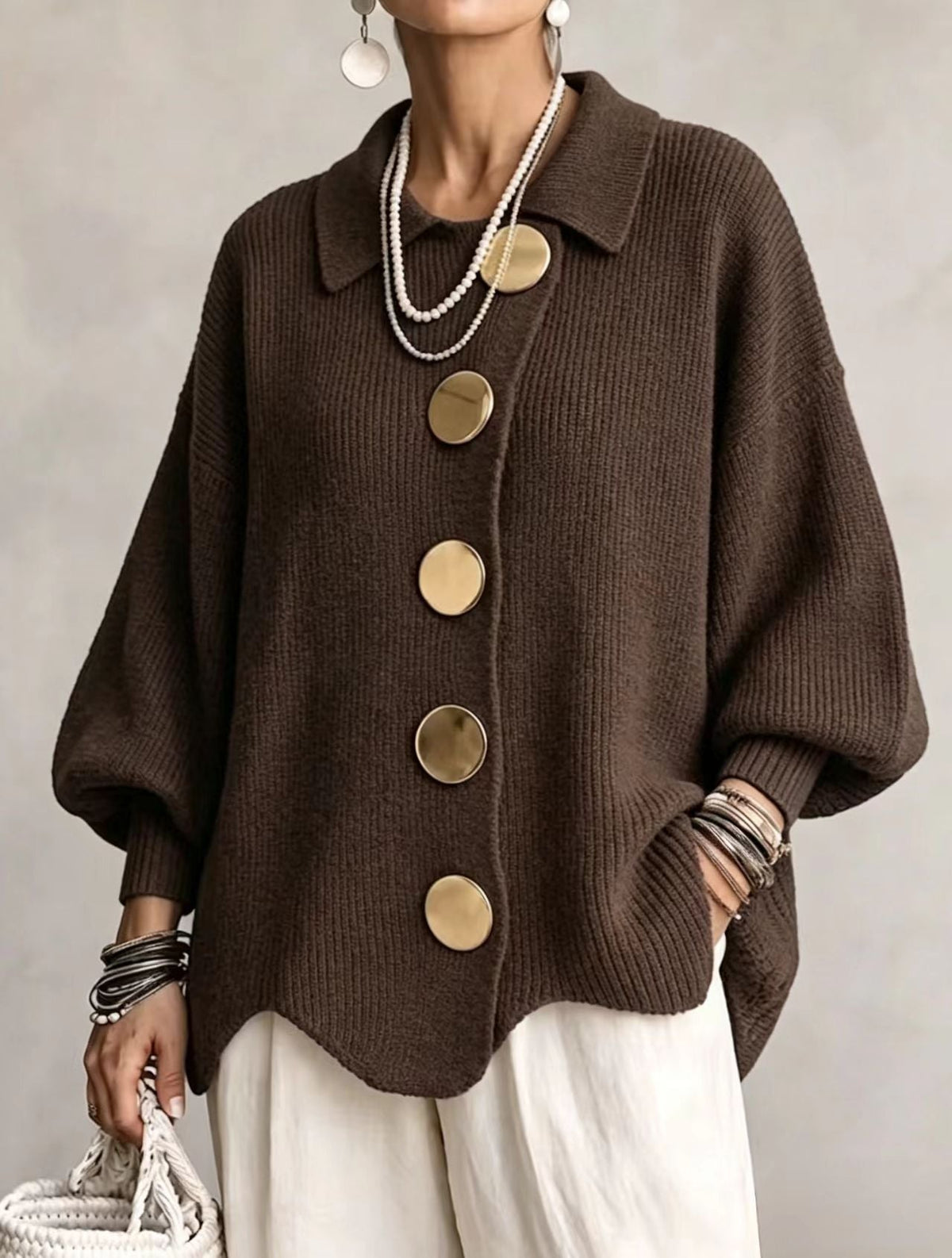 PATRICIA | Chaqueta de Punto Oversize con Maxibotones