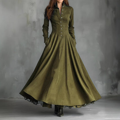 ELBA | Vestido Camisero Largo con Botones y Falda Amplia