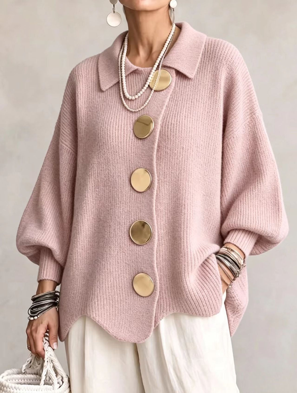 PATRICIA | Chaqueta de Punto Oversize con Maxibotones