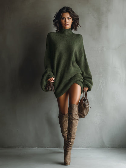 ADRIANA | Minivestido Jersey Oversize con Cuello Alto