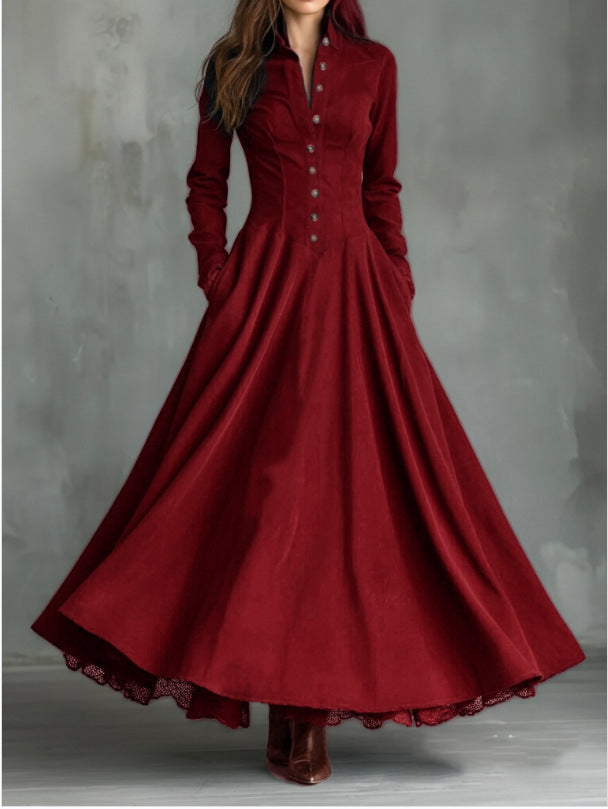 ELBA | Vestido Camisero Largo con Botones y Falda Amplia