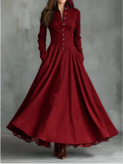 ELBA | Vestido Camisero Largo con Botones y Falda Amplia