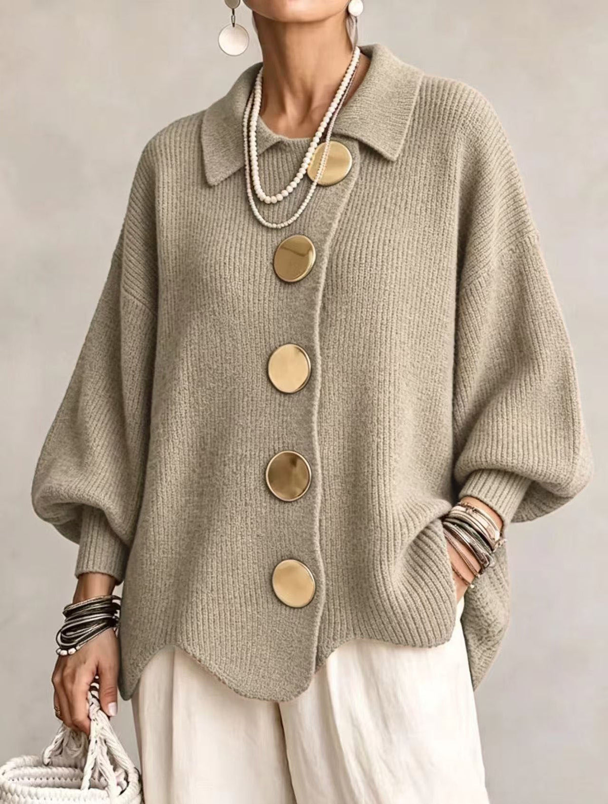 PATRICIA | Chaqueta de Punto Oversize con Maxibotones