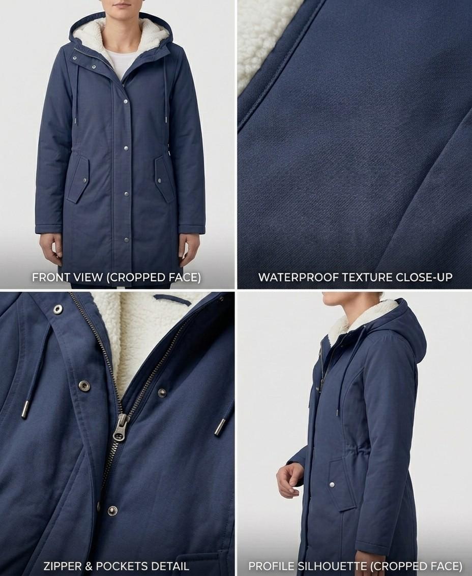 GERMANA | Abrigo Largo con Capucha y Forro Suave