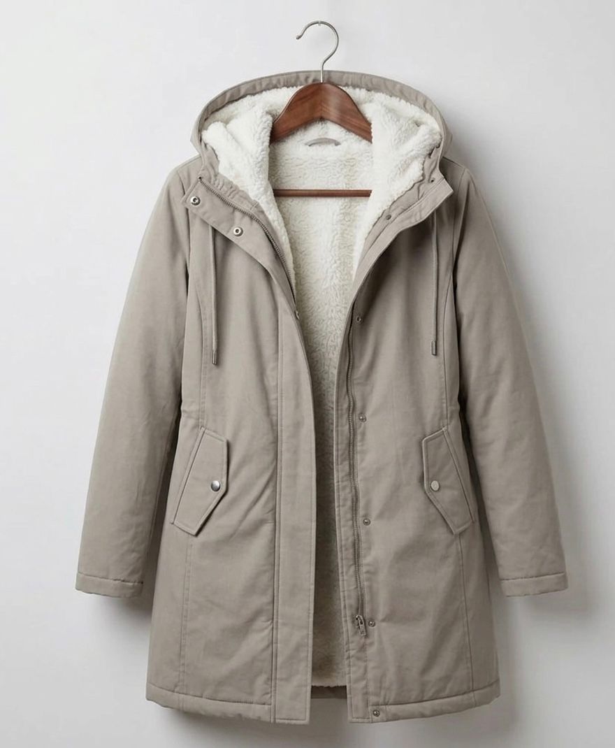 EDURNE | Abrigo Largo con Capucha y Forro Suave