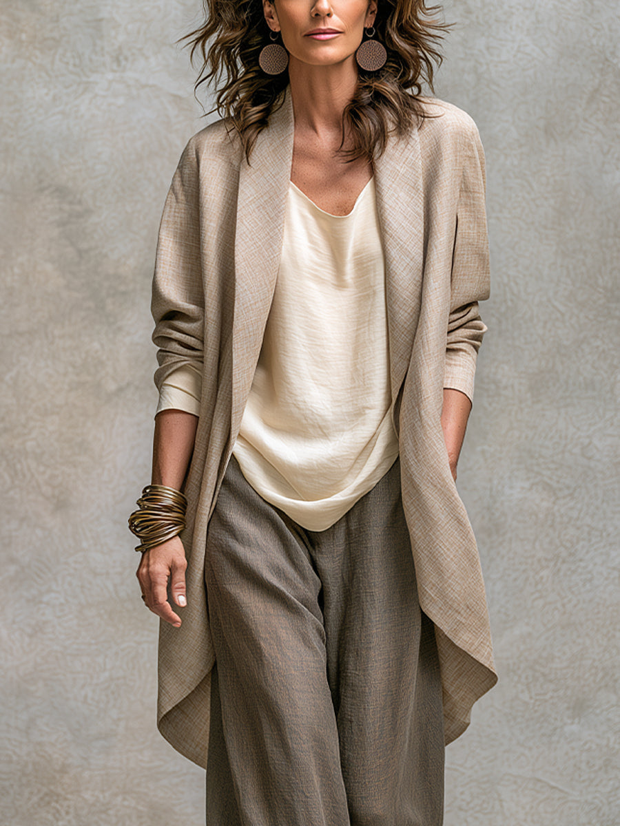 ESTEFANÍA | Conjunto de Tres Piezas: Chaqueta, Top y Pantalón Palazzo