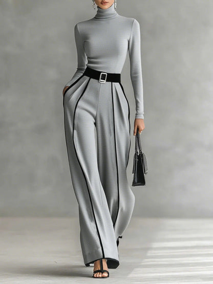 RAFAELA | Conjunto con Cuello Alto y Pantalones Anchos