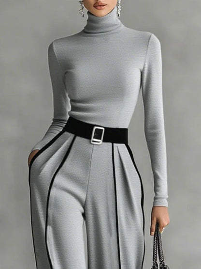 RAFAELA | Conjunto con Cuello Alto y Pantalones Anchos