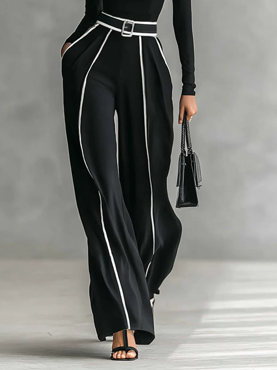 RAFAELA | Conjunto con Cuello Alto y Pantalones Anchos