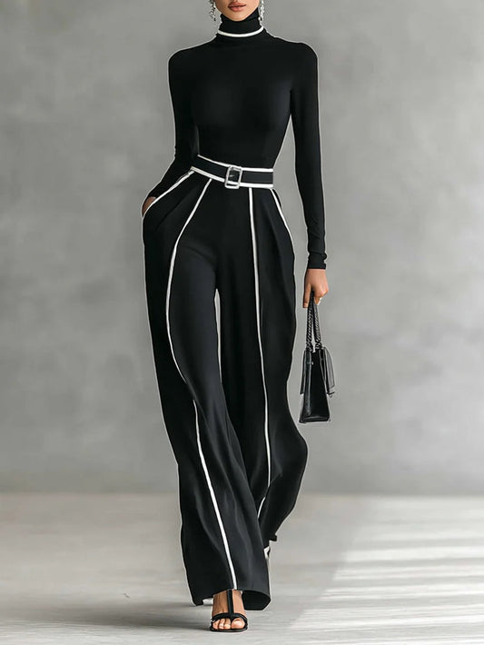 ENRIQUETA | Conjunto de Top de Cuello Alto y Pantalón Ancho con Cinturón