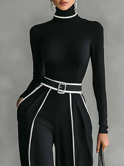RAFAELA | Conjunto con Cuello Alto y Pantalones Anchos