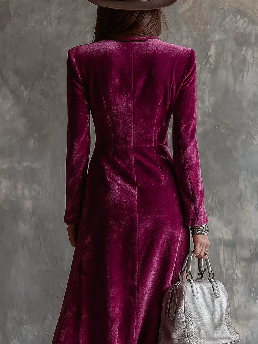 CLEMENCIA | Vestido Blazer de Terciopelo con Botones Vintage