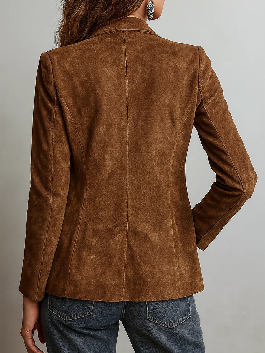 YASMINA | Blazer Efecto Ante con Costuras en Contraste
