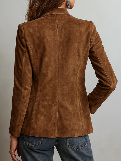 YASMINA | Blazer Efecto Ante con Costuras en Contraste