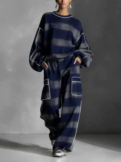 MAYTE | Conjunto de Sudadera y Pantalón de Cuadros Azul y Gris